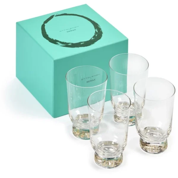 Serax Feast Glas 4er Set – 4 Gläser à 330 Ml – Transparent/stripes Gold 4