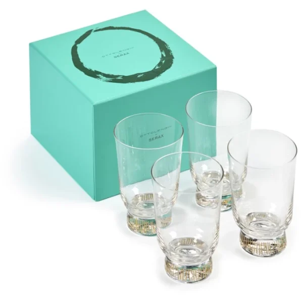 Serax Feast Glas 4er Set – 4 Gläser à 330 Ml – Transparent/stripes Gold 6