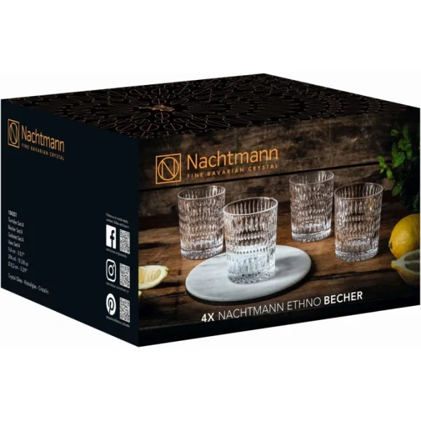 Nachtmann Ethno Becher 4er-Set – 4er-Set: 294 Ml – Kristall 7